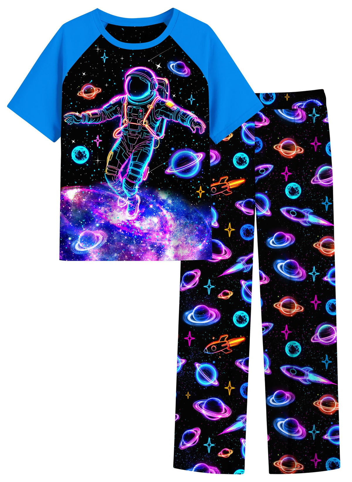 Funnycokid Boys Pajamas 2 Piece Kids Summer Pjs Loose Fit Size 6-12