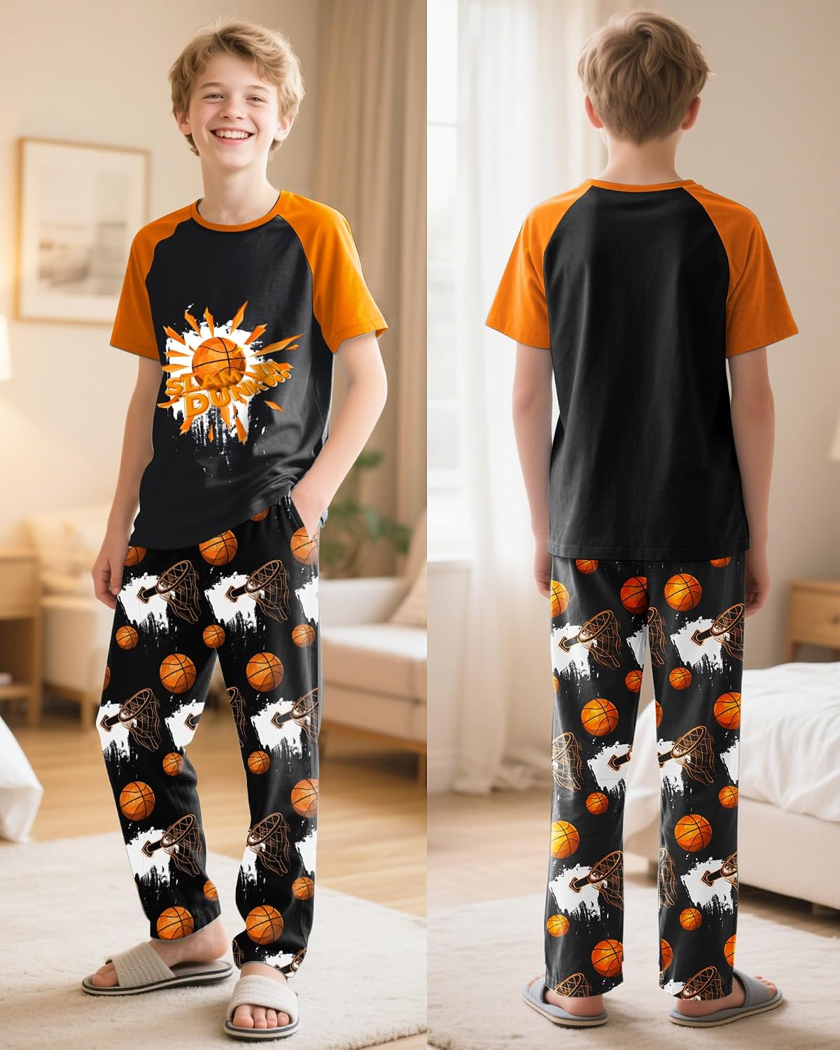 Fiodrimy Boys Pajamas Little Big Boys Short Sleeves and Pants Pajamas 2-Piece Pjs Set Kids Sleepwear Size 8-14
