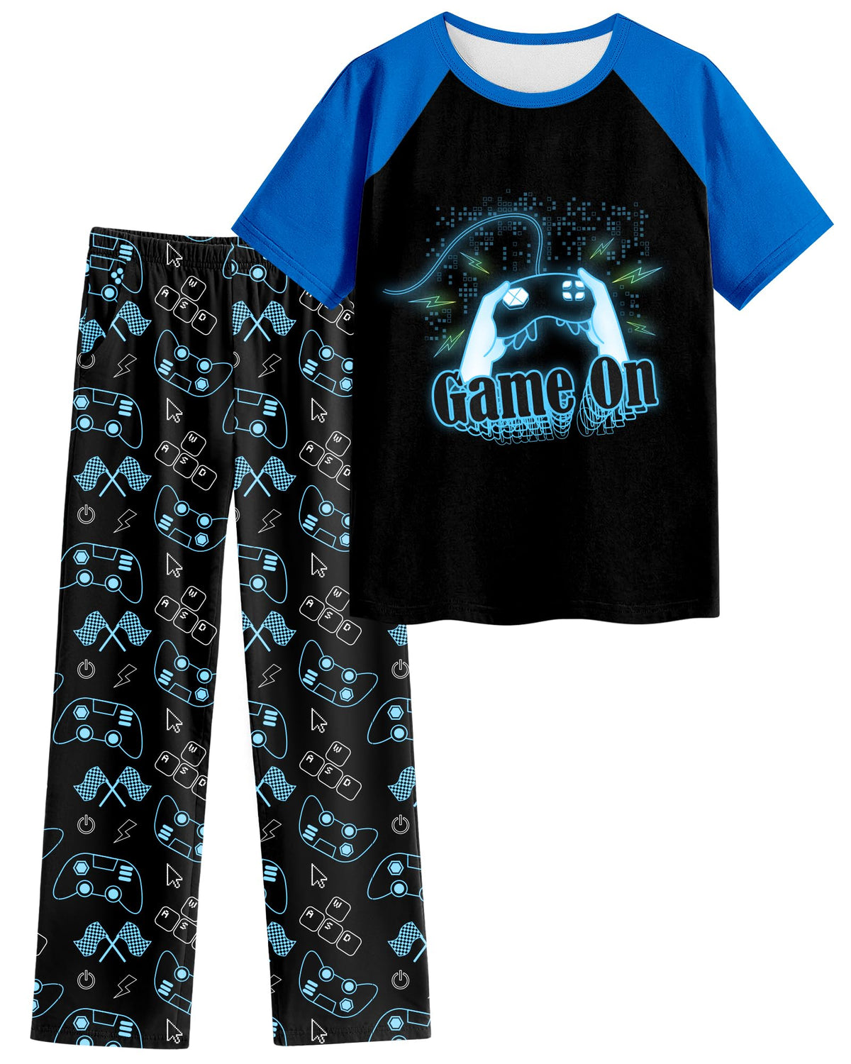 PASHOP Boys Pajamas Little Big Boys Pajamas Short Sleeves and Pants 2 Pieces Summer Pjs Set Kids Boy Sleepwear Size 8-14