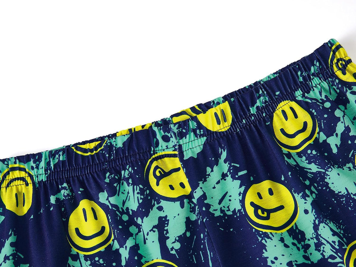 Tebbis Boys Comfy Fun Print Short Sleeve & Pants Pajama Set Sizes 6-18