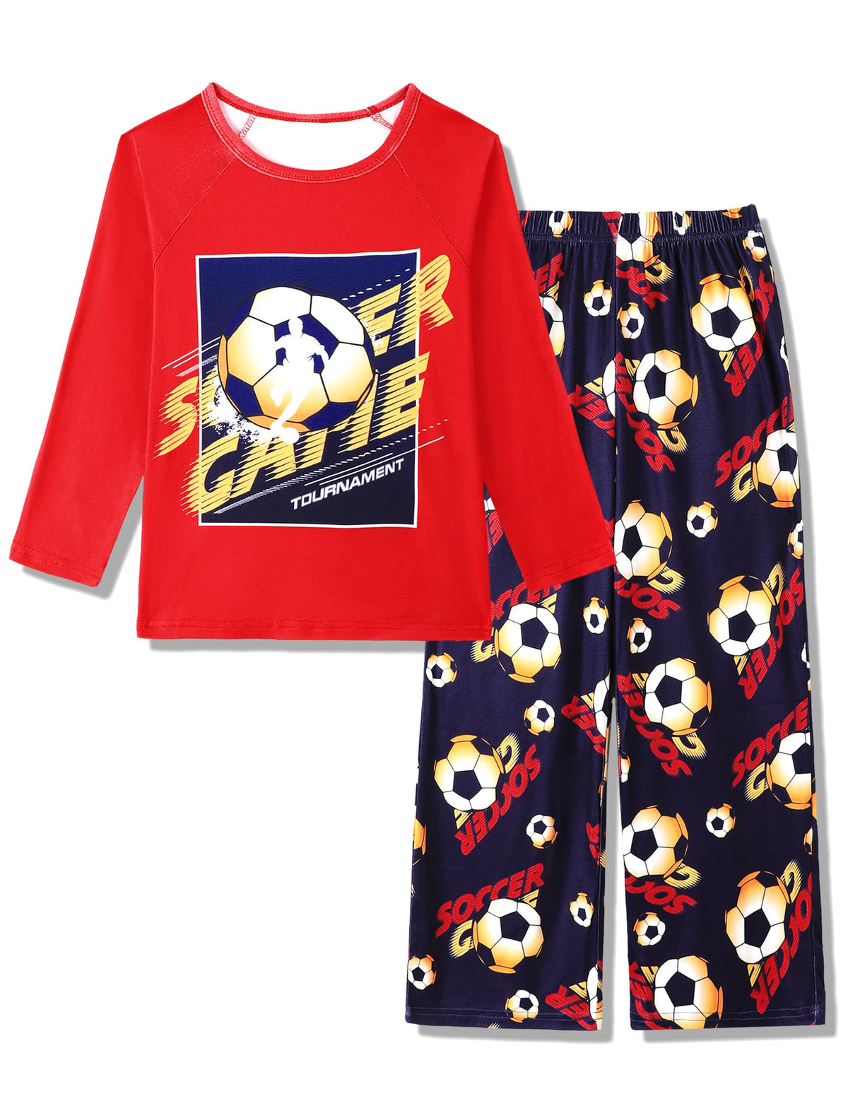 Mikrdoo Boys Pajamas Soft Stretchy Long Sleeve 2-Piece Sleep Set 6Y-16Y