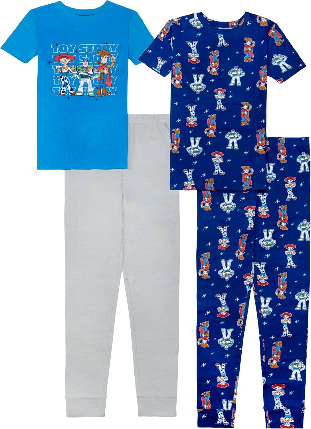 Disney Boys' 4-piece Snug-fit Matching Cotton Pajama Set, Soft & Cute for Kids