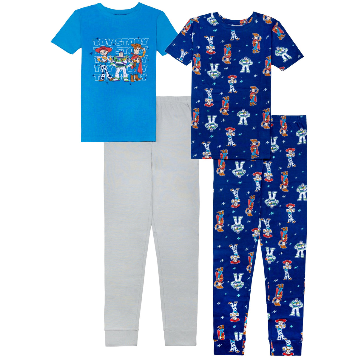 Disney Boys' 4-piece Snug-fit Matching Cotton Pajama Set, Soft & Cute for Kids