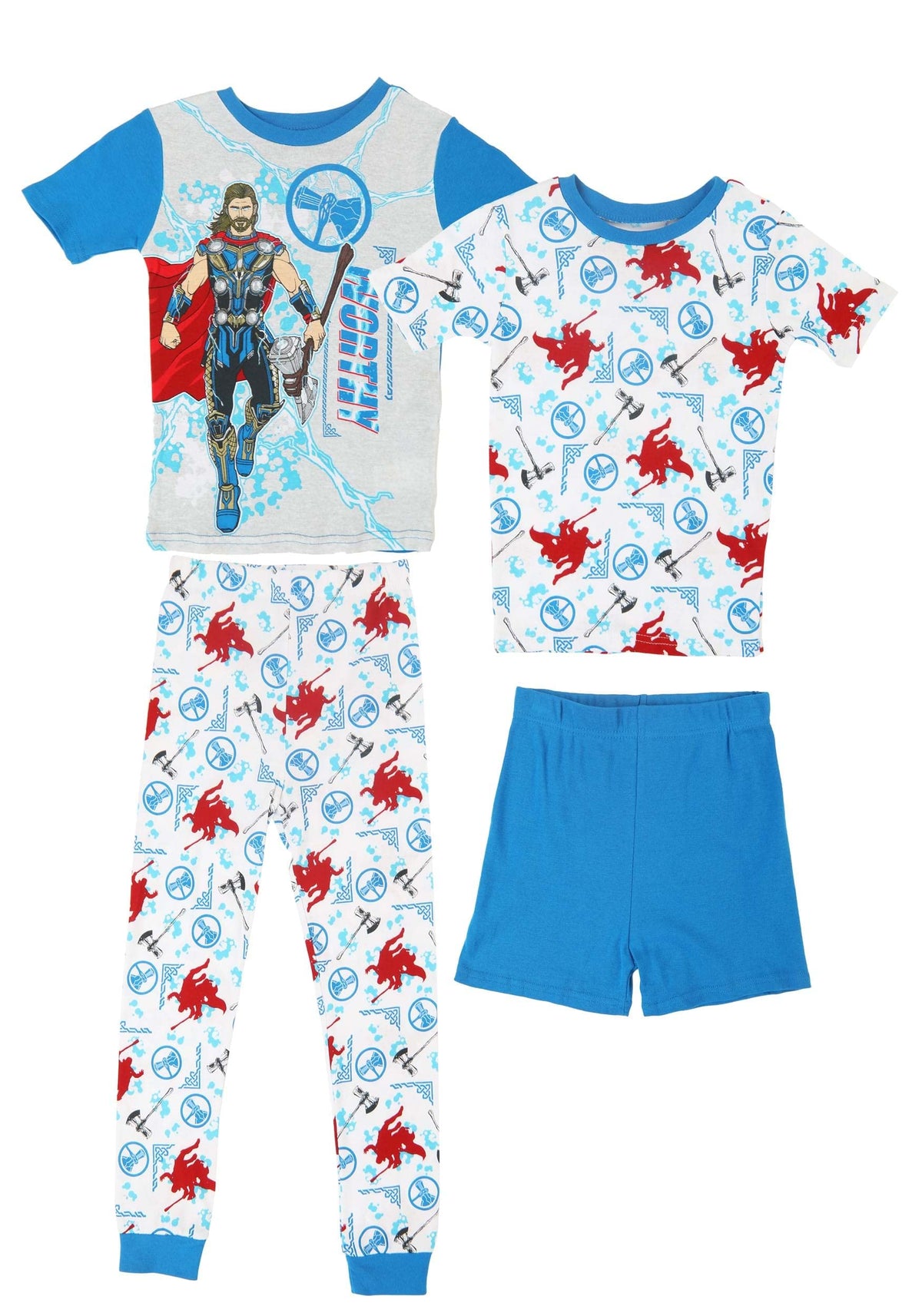 Marvel Boys' 4-piece Snug-fit Cotton Superhero Pajama Set, Matching Pajamas