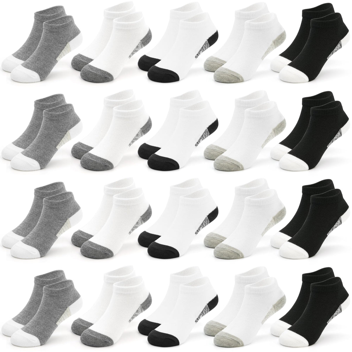 ZERULETS Kids Socks, 20 Pairs Boys Girls Low Cut Ankle Socks 1-13 Years