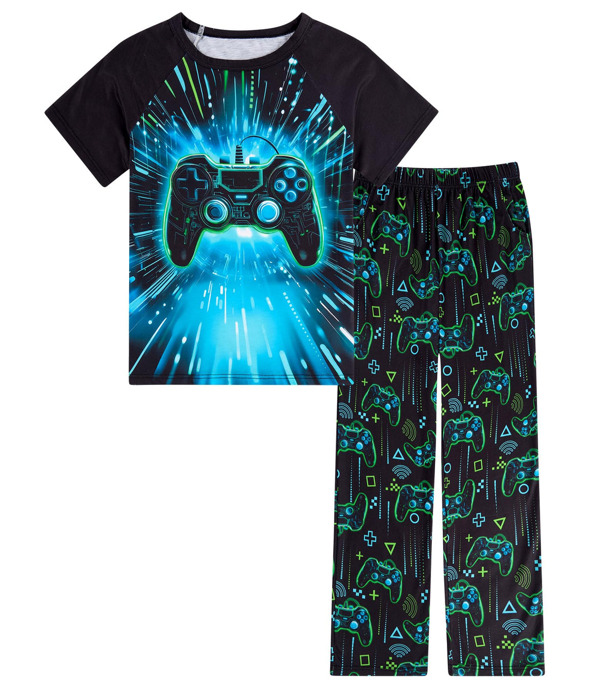 Funnycokid Boys Pajamas 2 Piece Kids Summer Pjs Loose Fit Size 6-12
