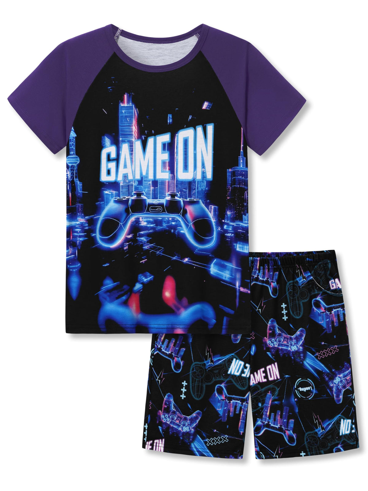 Topgal Boys 2-Piece Short Sleeve Tee & Shorts Pajamas Set Size 6-18