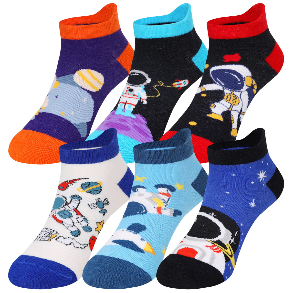 Eocom Kids Boys Ankle Socks Low Cut Athletic Cotton Sport Socks For Little Boys 6 Pairs