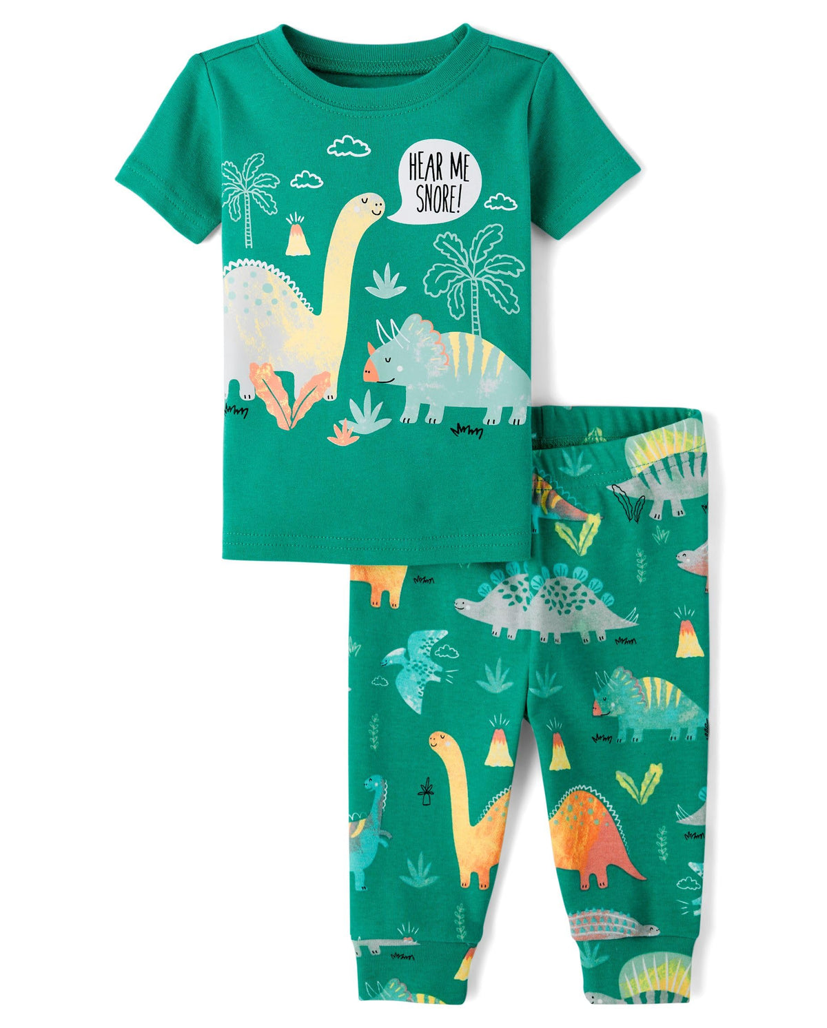 The Children's Place Baby Boys' Snug Fit 100% Cotton Short Sleeve Top and Pants 2 Piece Pajama Set