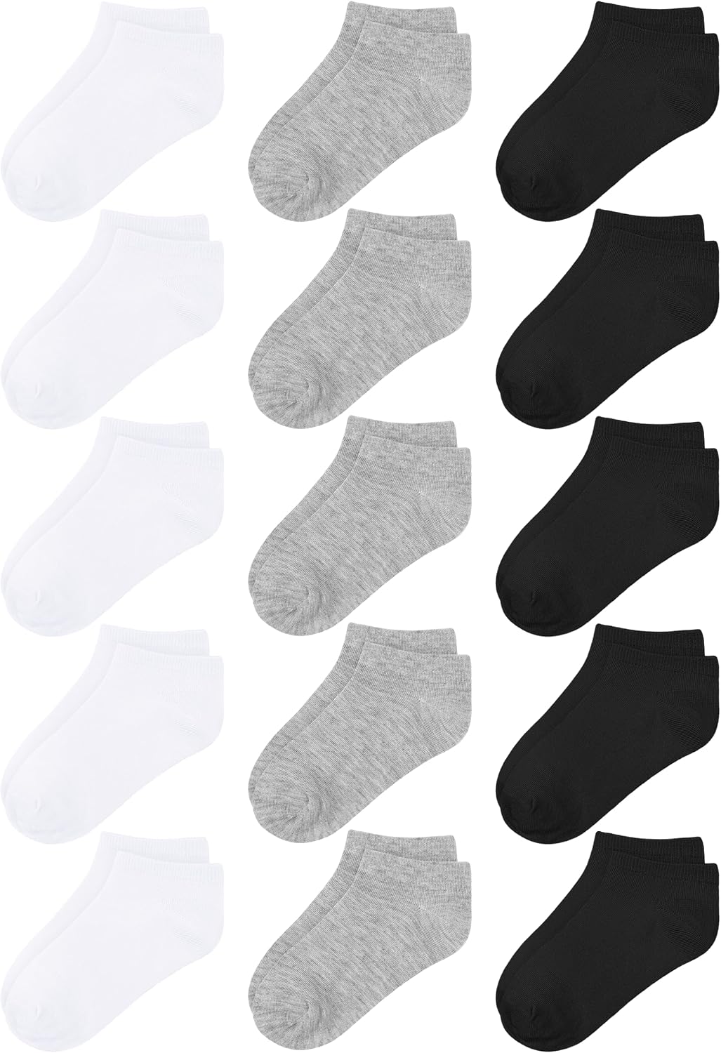 Cooraby 15 Pack Kids' Half Cushion Low Cut Athletic Ankle Socks Boys Girls Ankle Socks