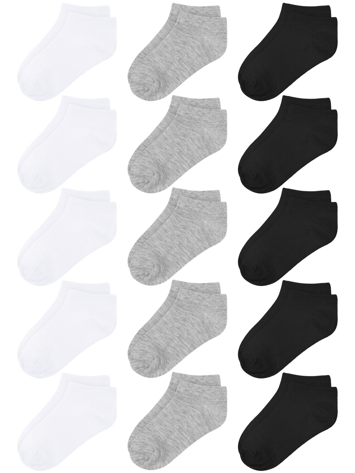 Cooraby 15 Pack Kids' Half Cushion Low Cut Athletic Ankle Socks Boys Girls Ankle Socks