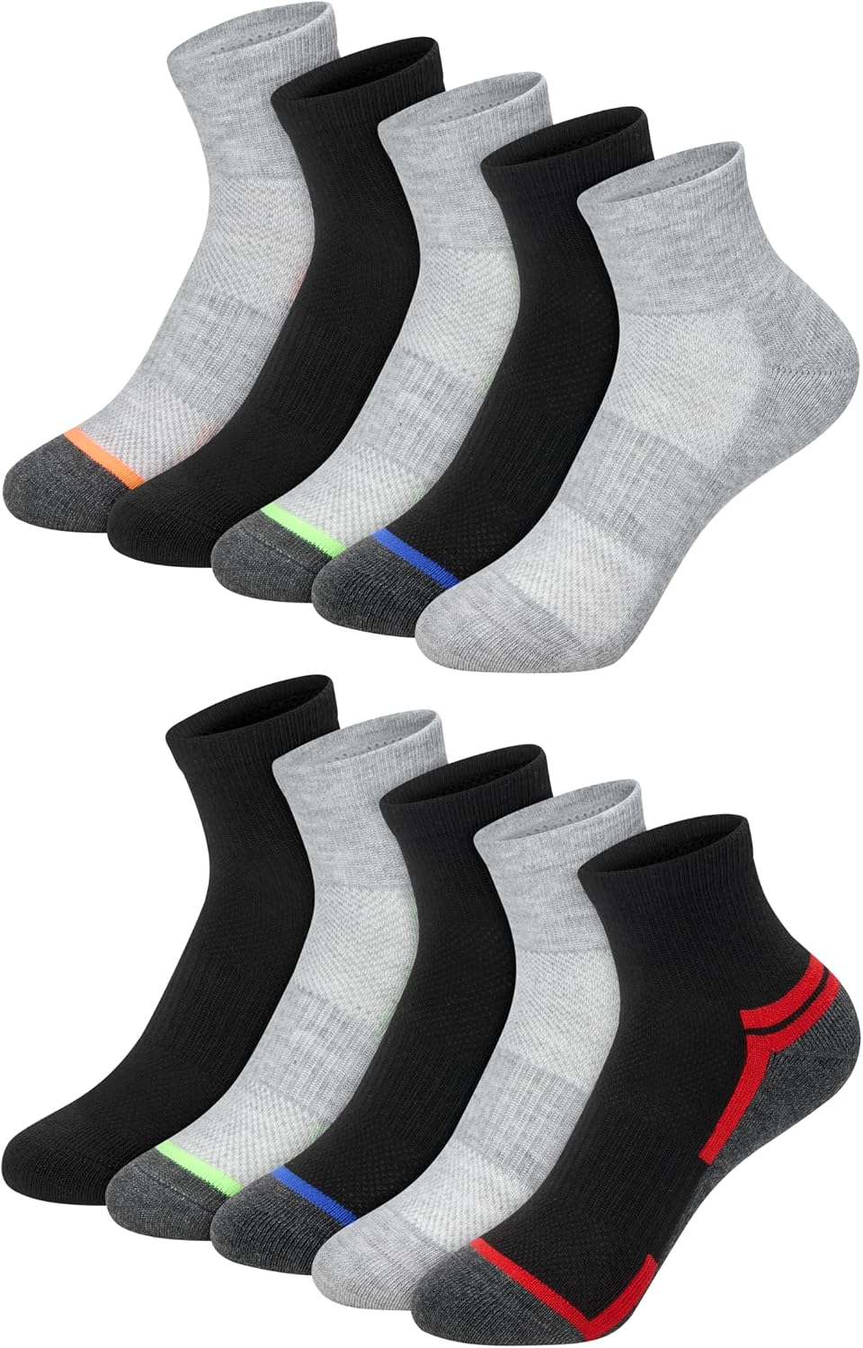 Hanes Boys' Moves Socks, Breathable Mesh Performance Socks, Ankle, Crew, No Show, Moisture-wicking, 10-pack