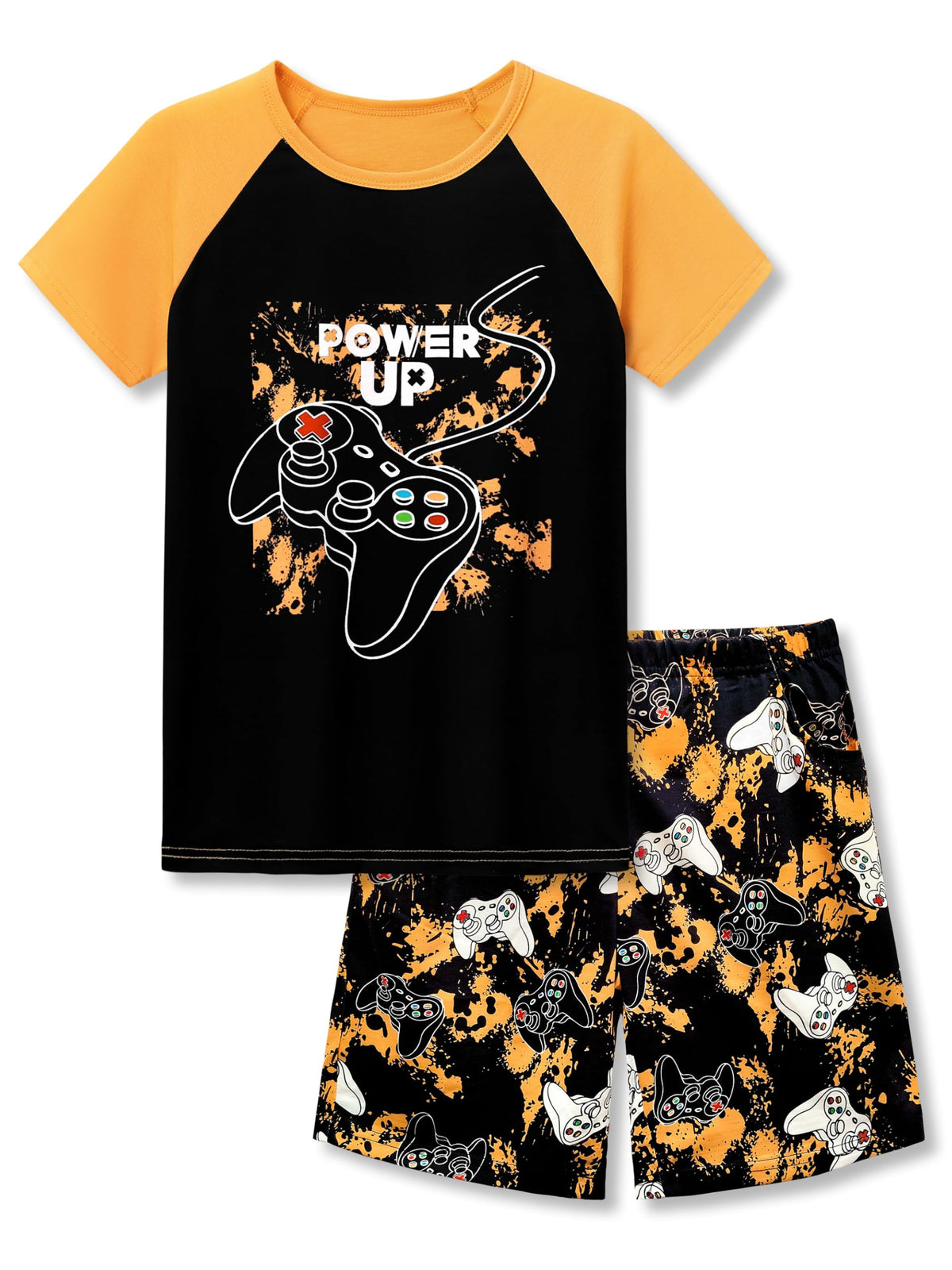 Beezizac Boys Summer Pajamas, Short-Sleeve 2-Piece Sleepwear, Sizes 6-18