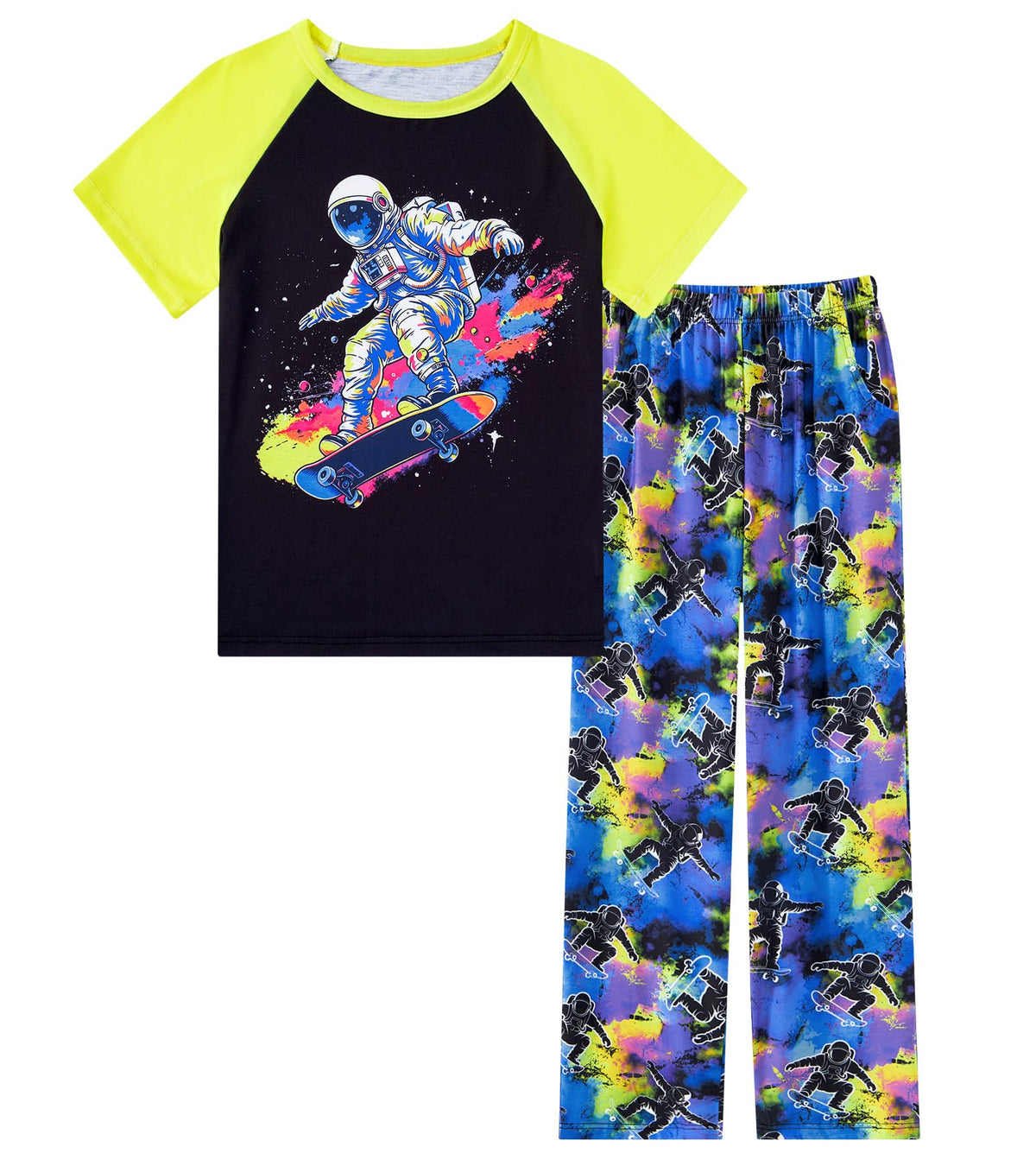 Funnycokid Boys Pajamas 2 Piece Kids Summer Pjs Loose Fit Size 6-12