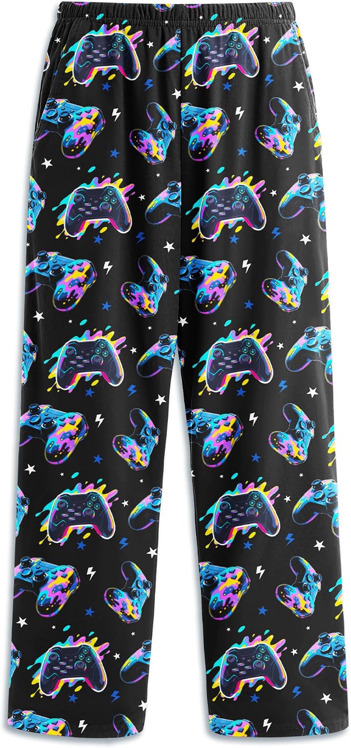 Boys Pajama Pants Soft Pj Bottoms Elastic Waist Lounge Pants Long Sleep Bottoms with Pockets Size 9-14
