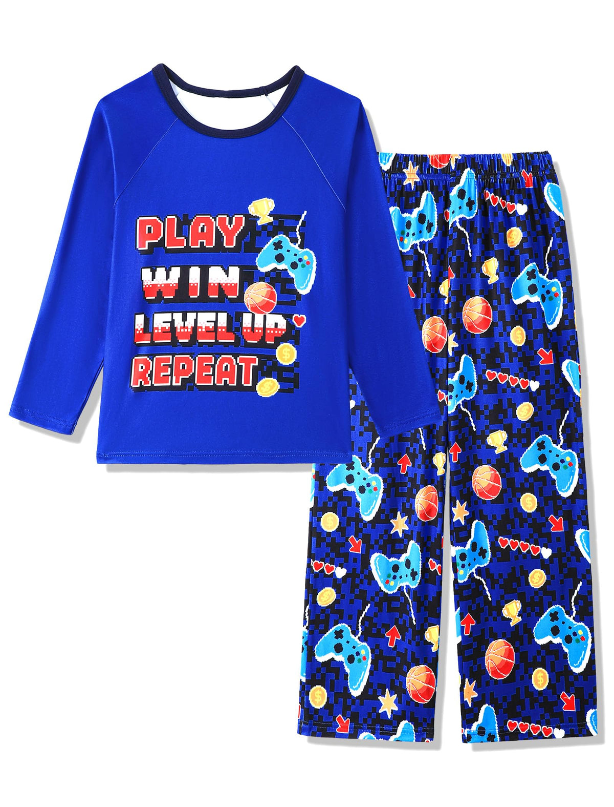 Mikrdoo Boys Pajamas Soft Stretchy Long Sleeve 2-Piece Sleep Set 6Y-16Y