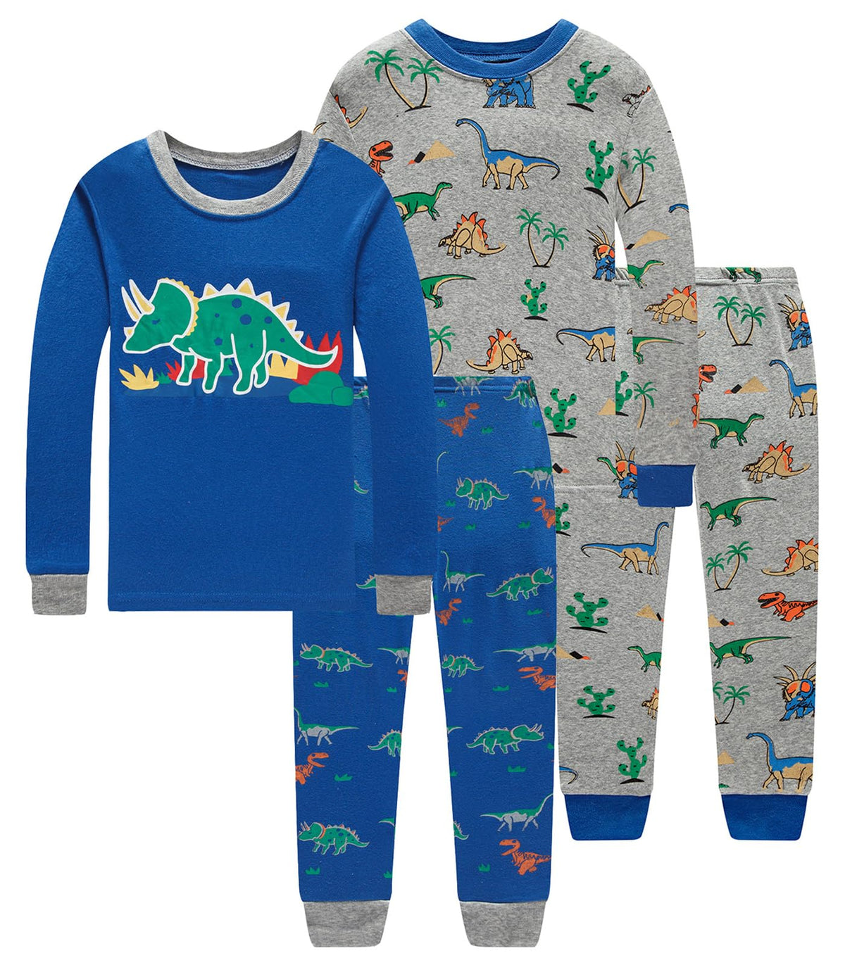 Little bety Boys 4 Piece Cotton Pajamas Long Sleeve Toddlers Pjs 24M-12Year