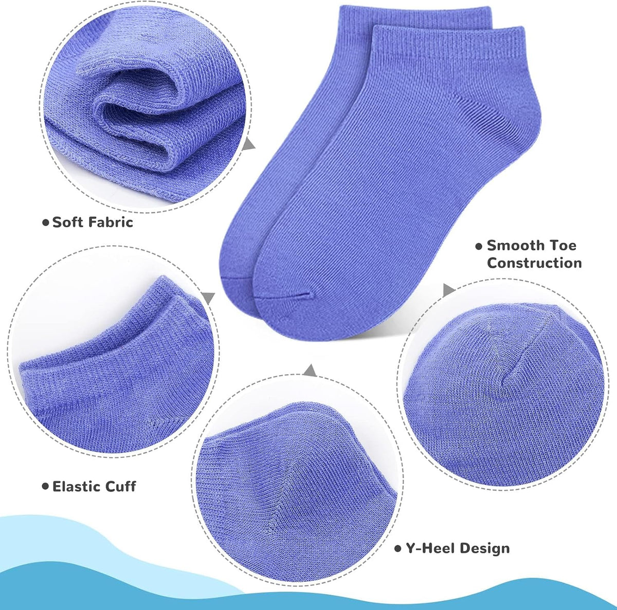 BOOPH 25Pack Kids Low Cut Ankle Socks Boys Girls Half Cushion Athletic Sock