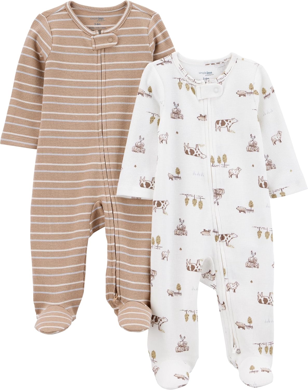 Simple Joys by Carter's Baby Boys' 2-way Zip Thermal Footed Sleep and Play, Pack of 2