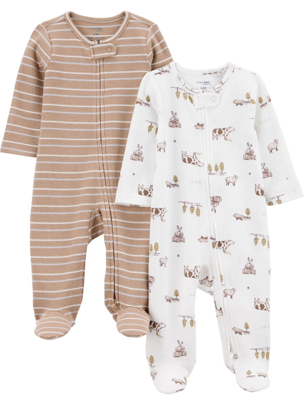 Simple Joys by Carter's Baby Boys' 2-way Zip Thermal Footed Sleep and Play, Pack of 2