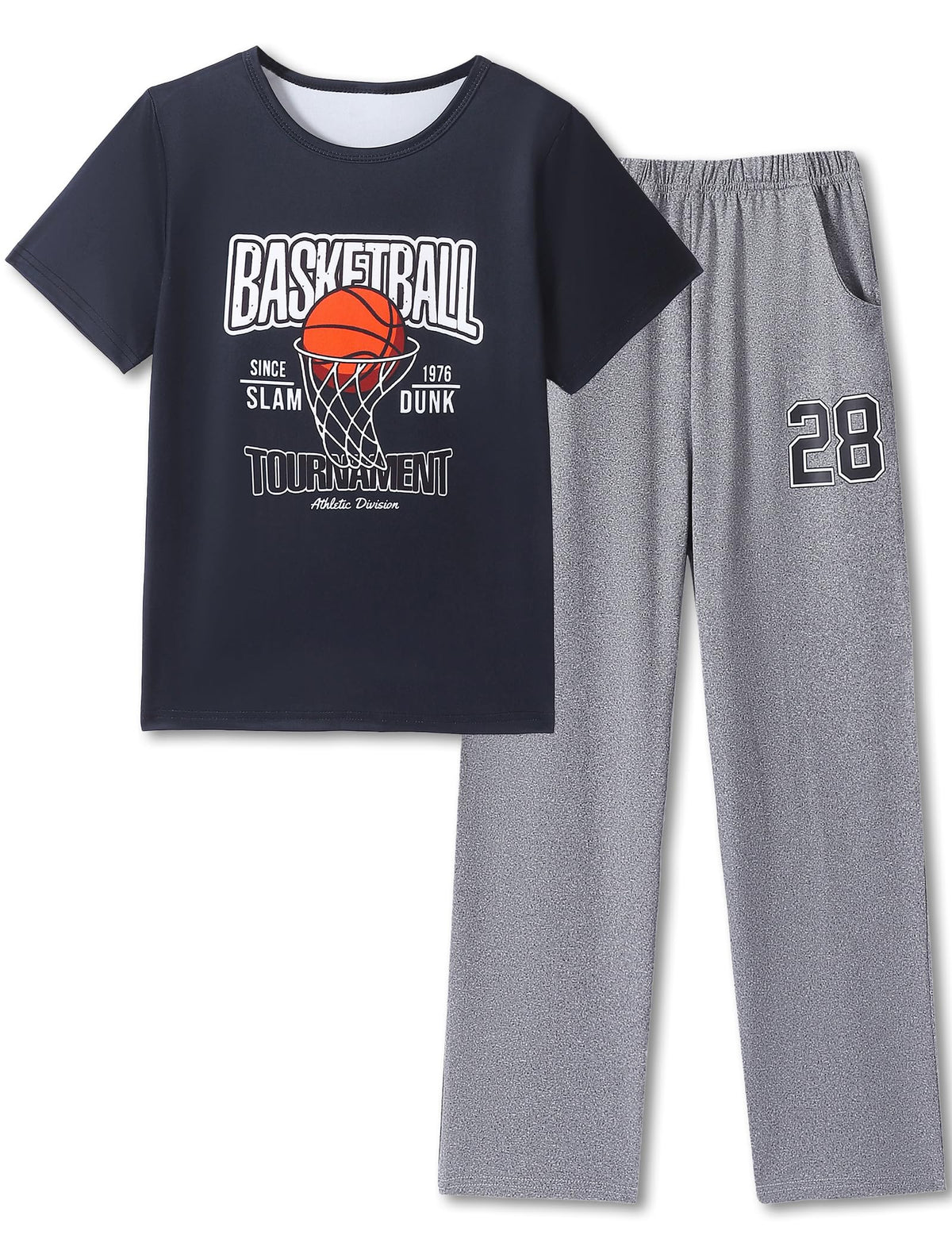 Mikrdoo Boys Pajamas 2 Piece Short Sleeve & Pants Pjs Set Soft Fun Sleepwear for Kids Size 6-16 Years