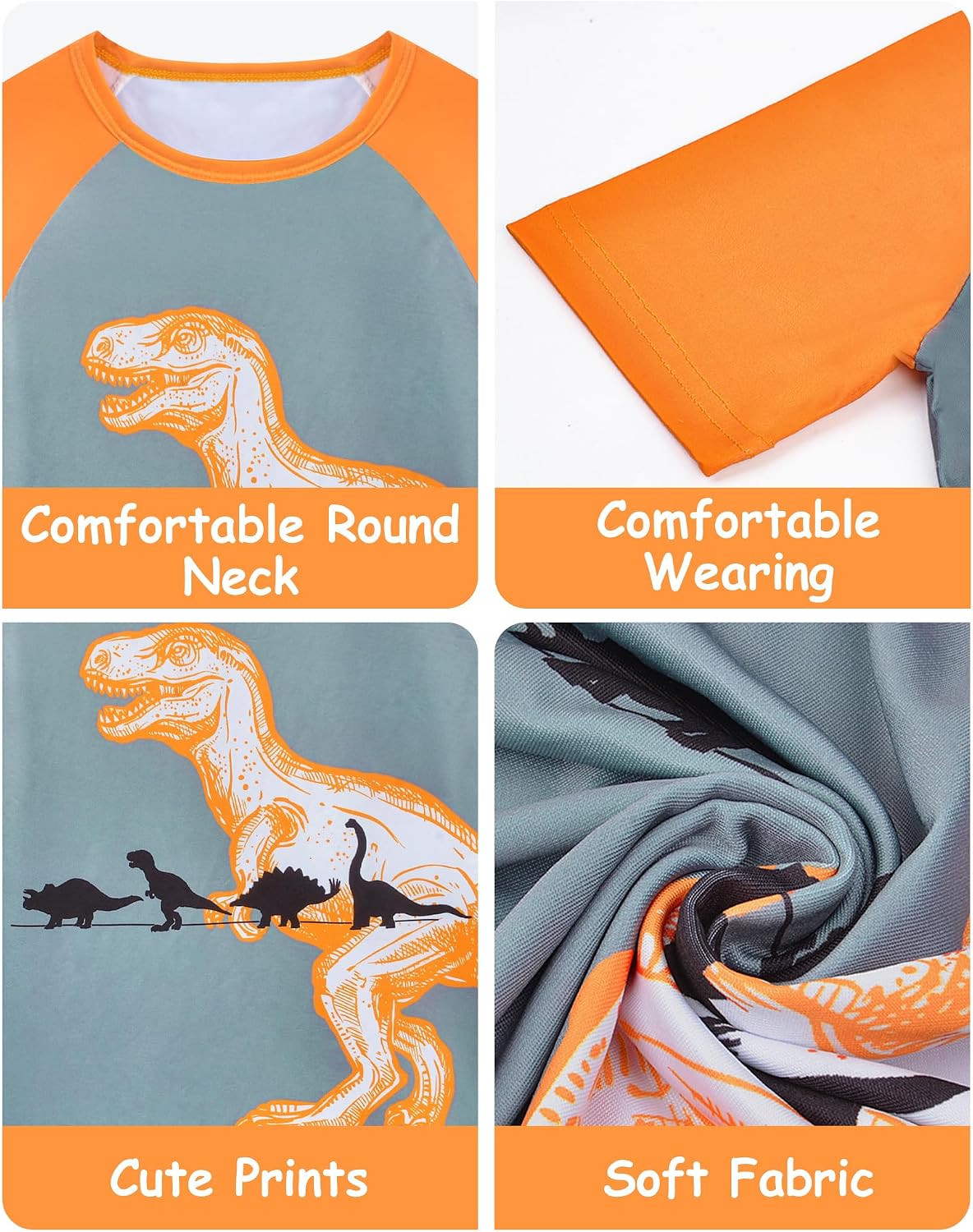 Fiodrimy Boys Pajamas Toddler Boys Summer Pajamas Dinosaur 2 Piece Short Sleeves Boy Pjs Kids Sleepwear Size 3-8 Years