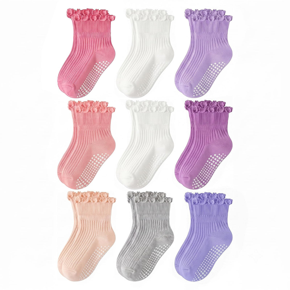 Baby Toddler Essentials Non-Slip Crew Socks for Unisex Boys Girls
