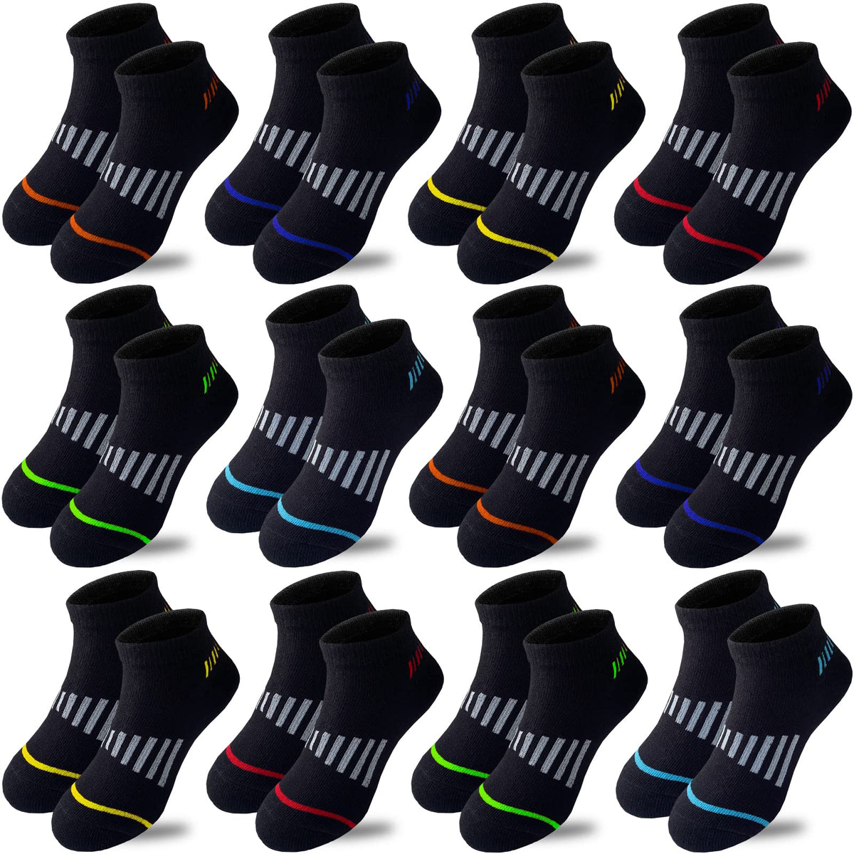 Boys Socks 12 Pairs Kids Low Cut Cotton Socks Sports Ankle Athletic Sock