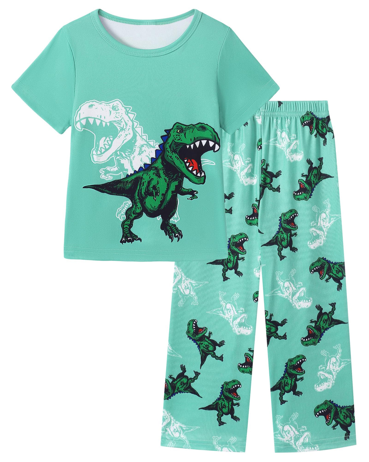 Mikrdoo Boys Pajamas Set 2Piece Short Sleeve Tops and Pants PJs Summer Sleepwear for Kids Size 2-14 Years