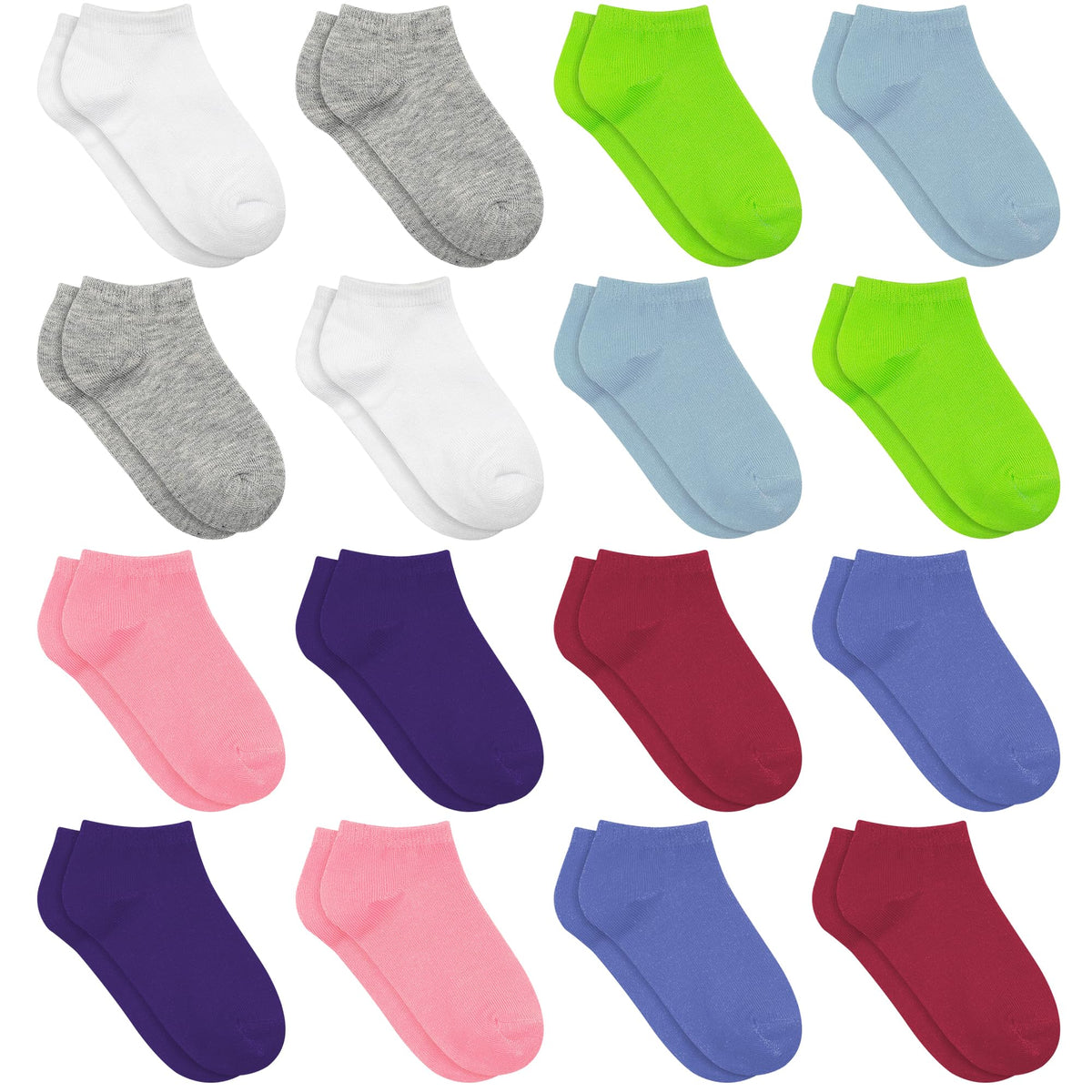 Toddler Socks, 16 Pairs Low Cut Ankle Socks for Kids (1-14 Years)