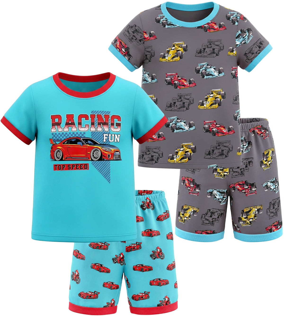 HONGTEYA Cotton Toddler Boys Clothes Kids Outfits Short Sleeve Set For 2-7T