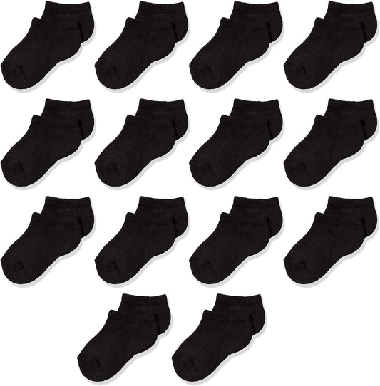 Amazon Essentials Unisex Kids and Toddlers' Cotton Low Cut Ankle Socks, 14 Pairs