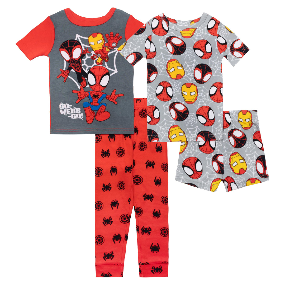 Marvel Boys' 4-piece Snug-fit Cotton Superhero Pajama Set, Matching Pajamas
