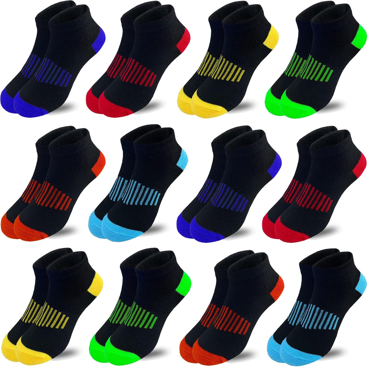 Boy Socks 12 Pairs Ankle Socks Boys Low Cut Ankle Athletic Cotton Sock For Little Big Kids