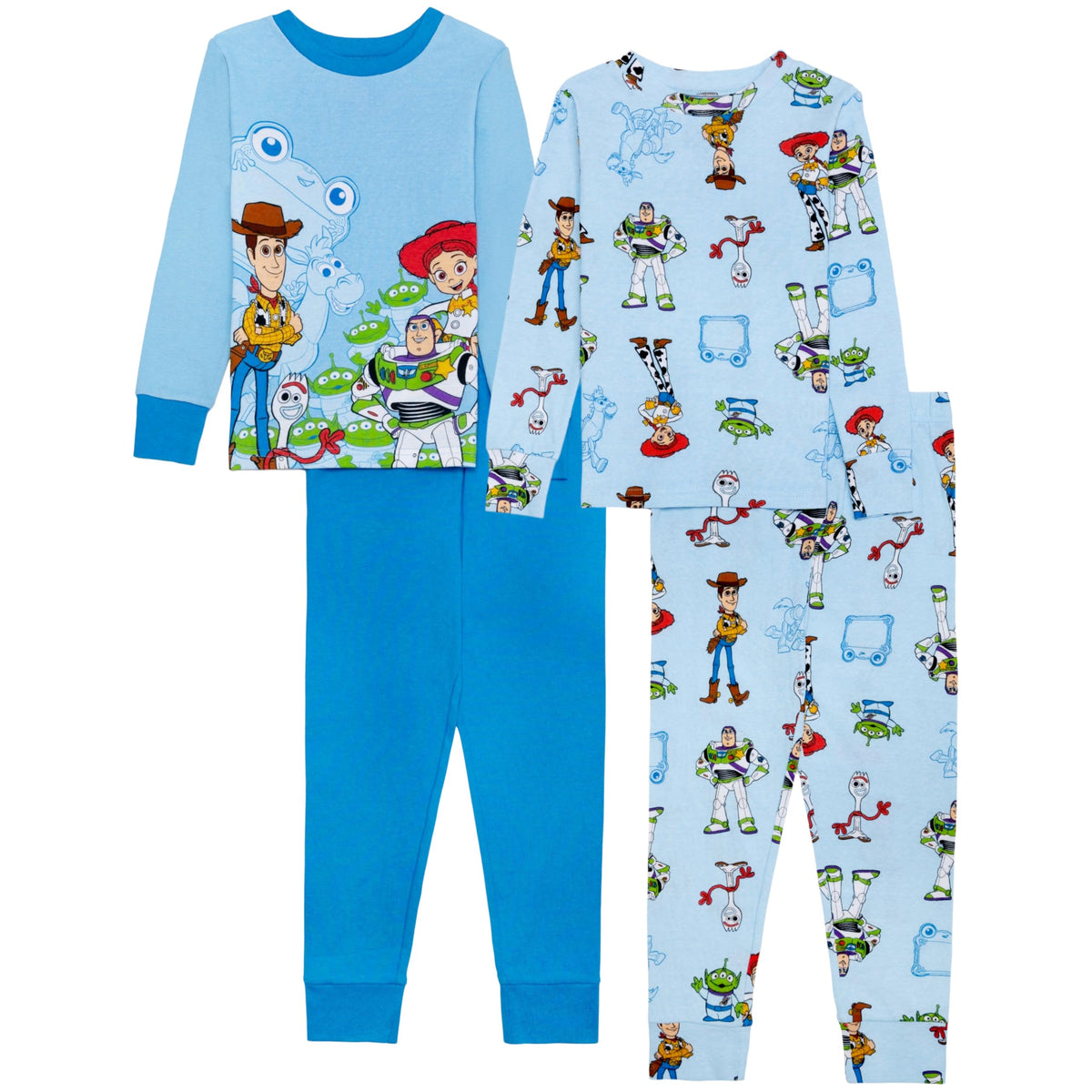 Disney Boys' 4-Piece Snug-fit Cotton Matching Comfortable Pajama Set, Soft & Cute for Kids