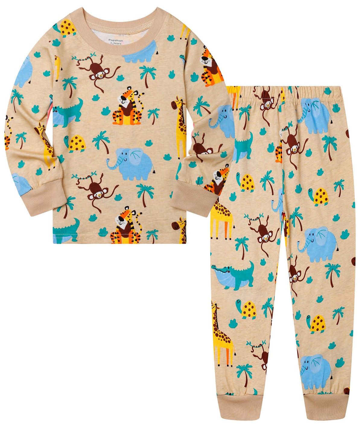 Popshion Little Boys Pajamas Sets Glow in Dark Dinosaur 100% Cotton 2 Piece Toddler Clothes Kids Pjs Sleepwear Size 2-10T