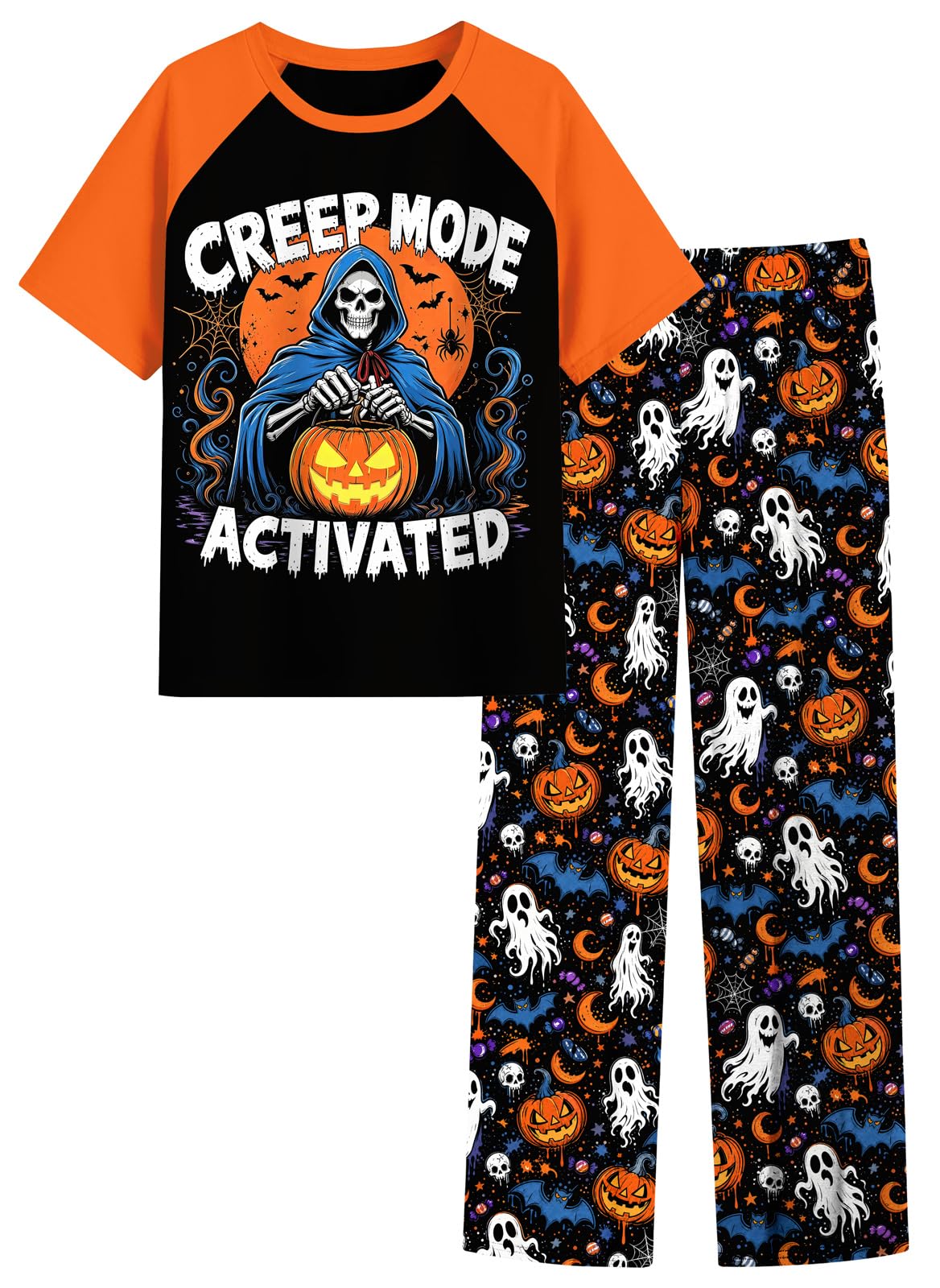 Funnycokid Boys Pajamas 2 Piece Kids Summer Pjs Loose Fit Size 6-12