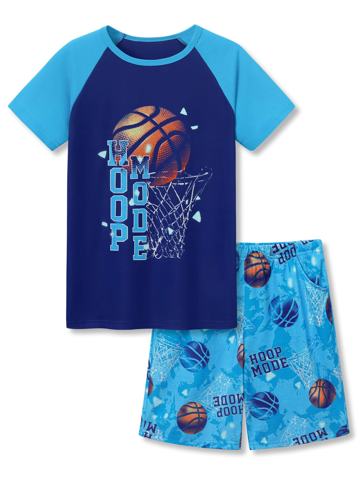 Topgal Boys 2-Piece Short Sleeve Tee & Shorts Pajamas Set Size 6-18