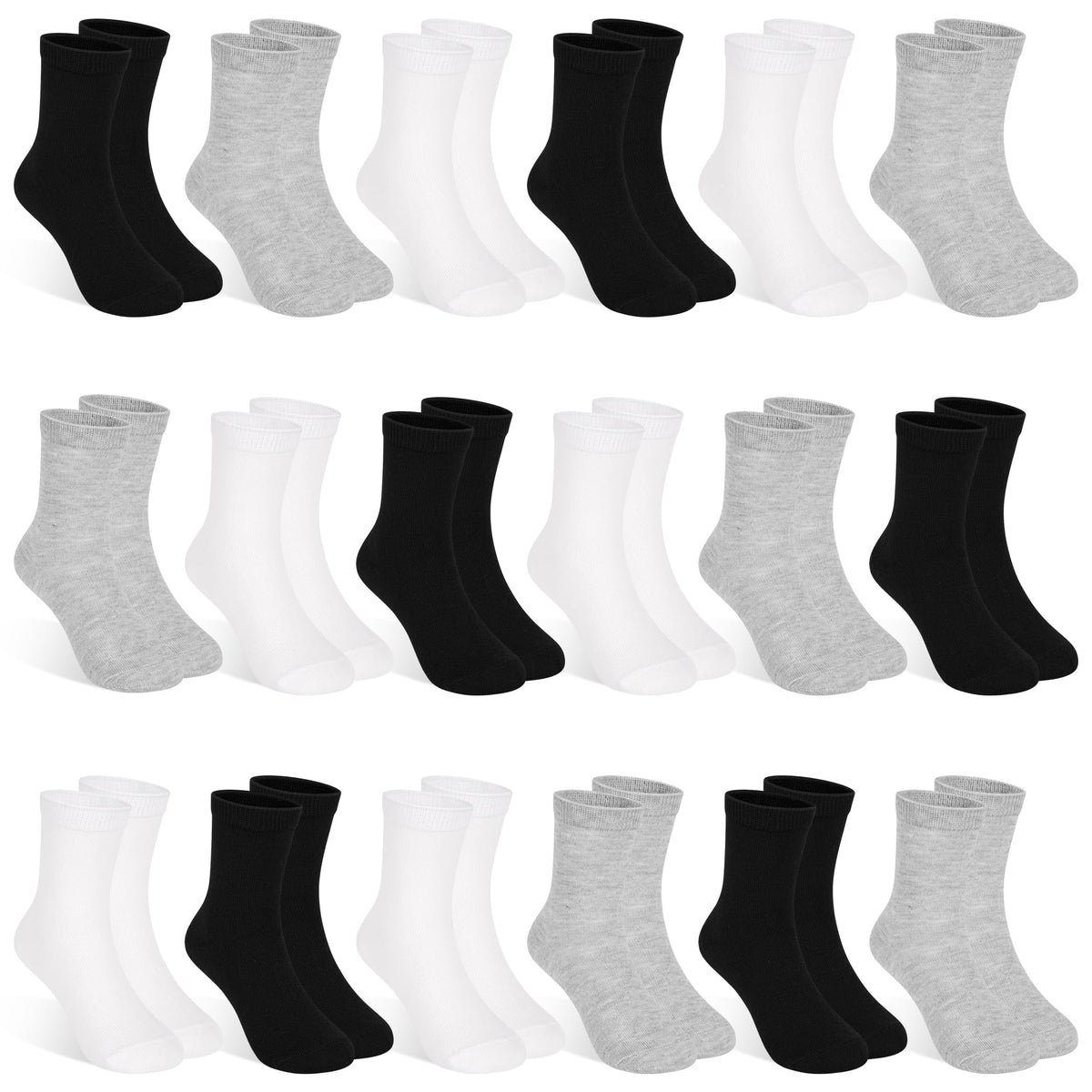 18 Pairs Boys Socks, Crew Socks for Boys Dress School (1-14 Years)