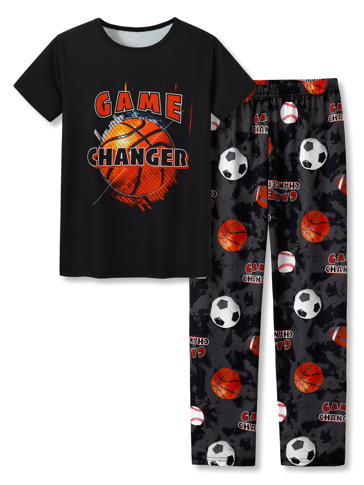 Tebbis Boys Comfy Fun Print Short Sleeve & Pants Pajama Set Sizes 6-18