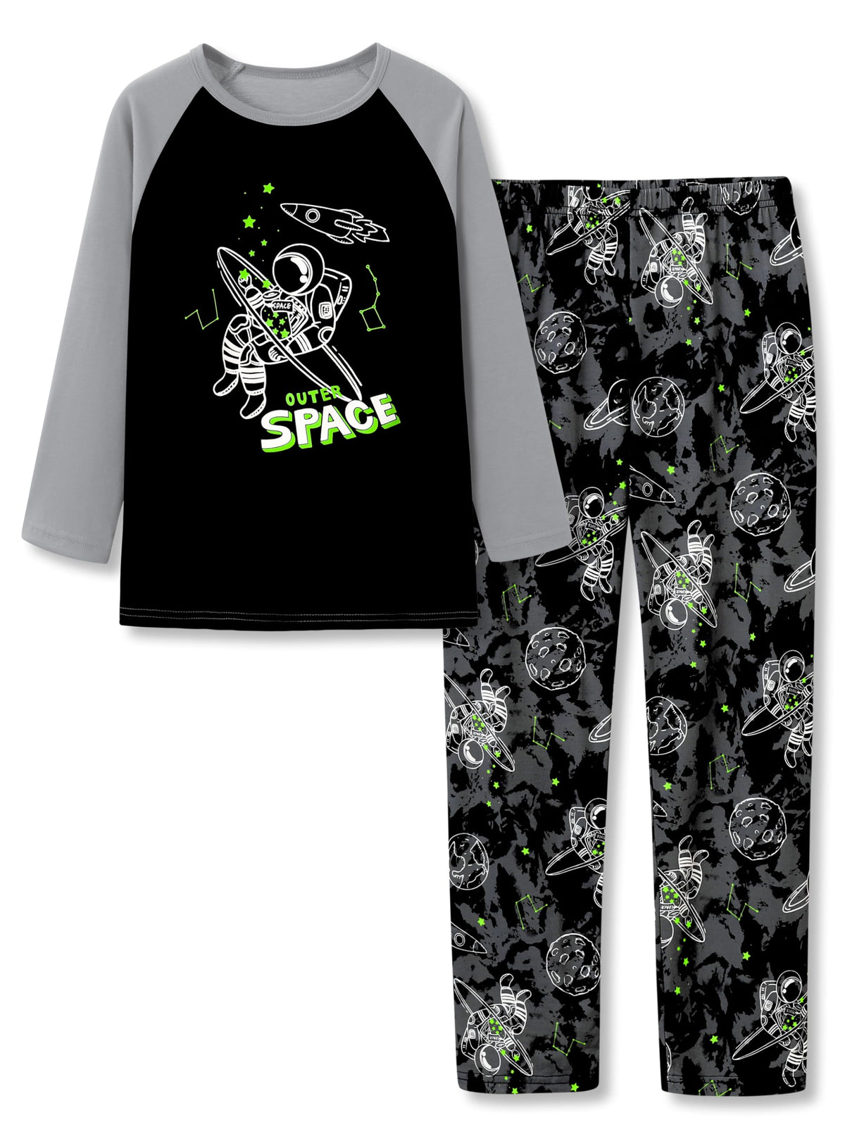 Tebbis Boys Comfy Trendy Print Long Sleeve & Pants Pajama Set Sizes 6-18