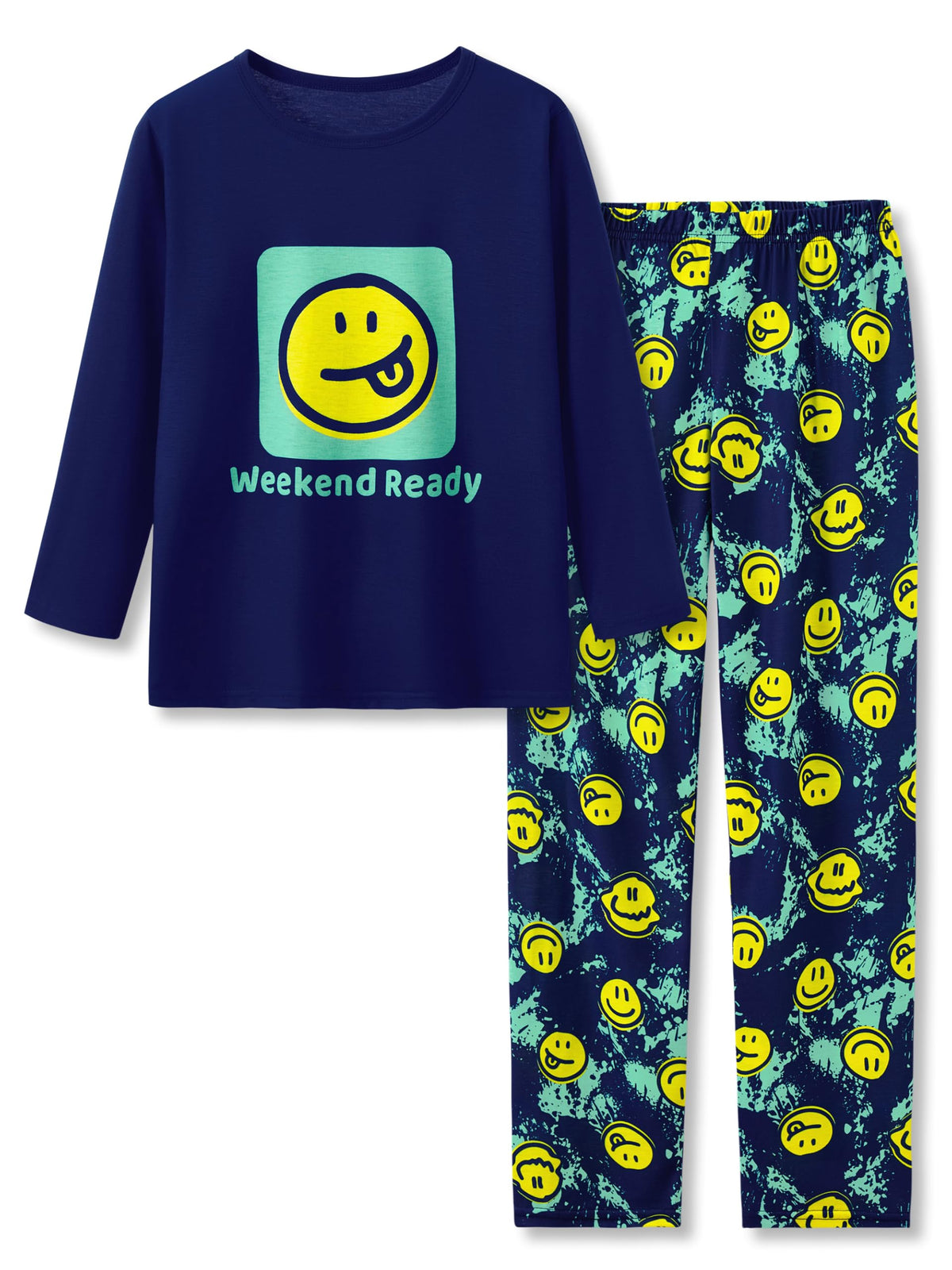 Tebbis Boys Trendy Graphic Long Sleeves & Pants Winter Pajamas Sizes 6-18