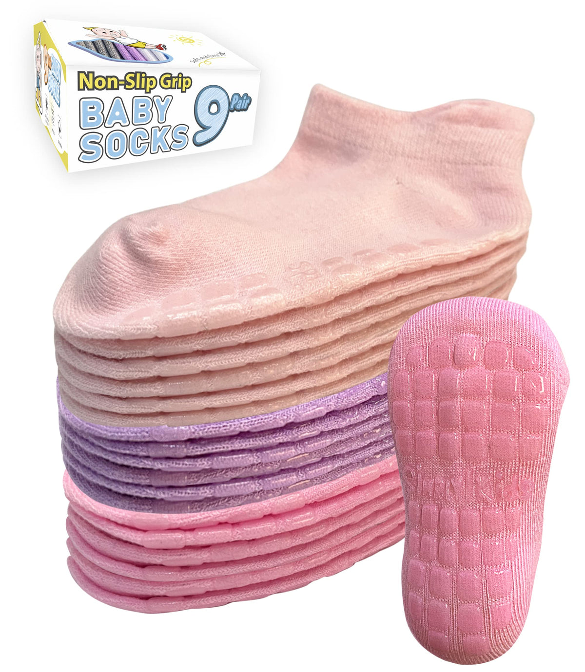 Simply Kids Baby Non-Slip Ankle Socks – Superior Grip, Soft Cotton, for Active Toddler Girls & Boys (Ages 0-7)