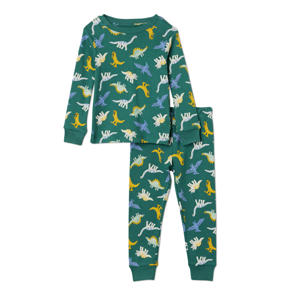 Amazon Essentials Boys' Snug-Fit Cotton Pajama Set, Long-Sleeve T-Shirt and Pants