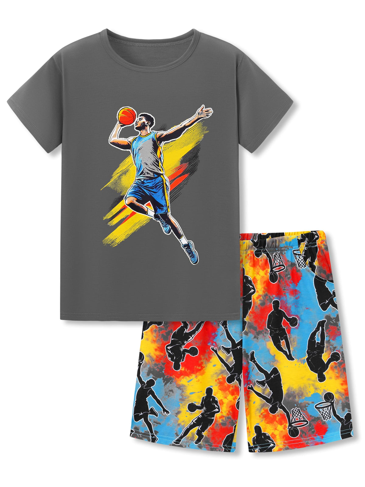 Topgal Boys 2-Piece Short Sleeve Tee & Shorts Pajamas Set Size 6-18