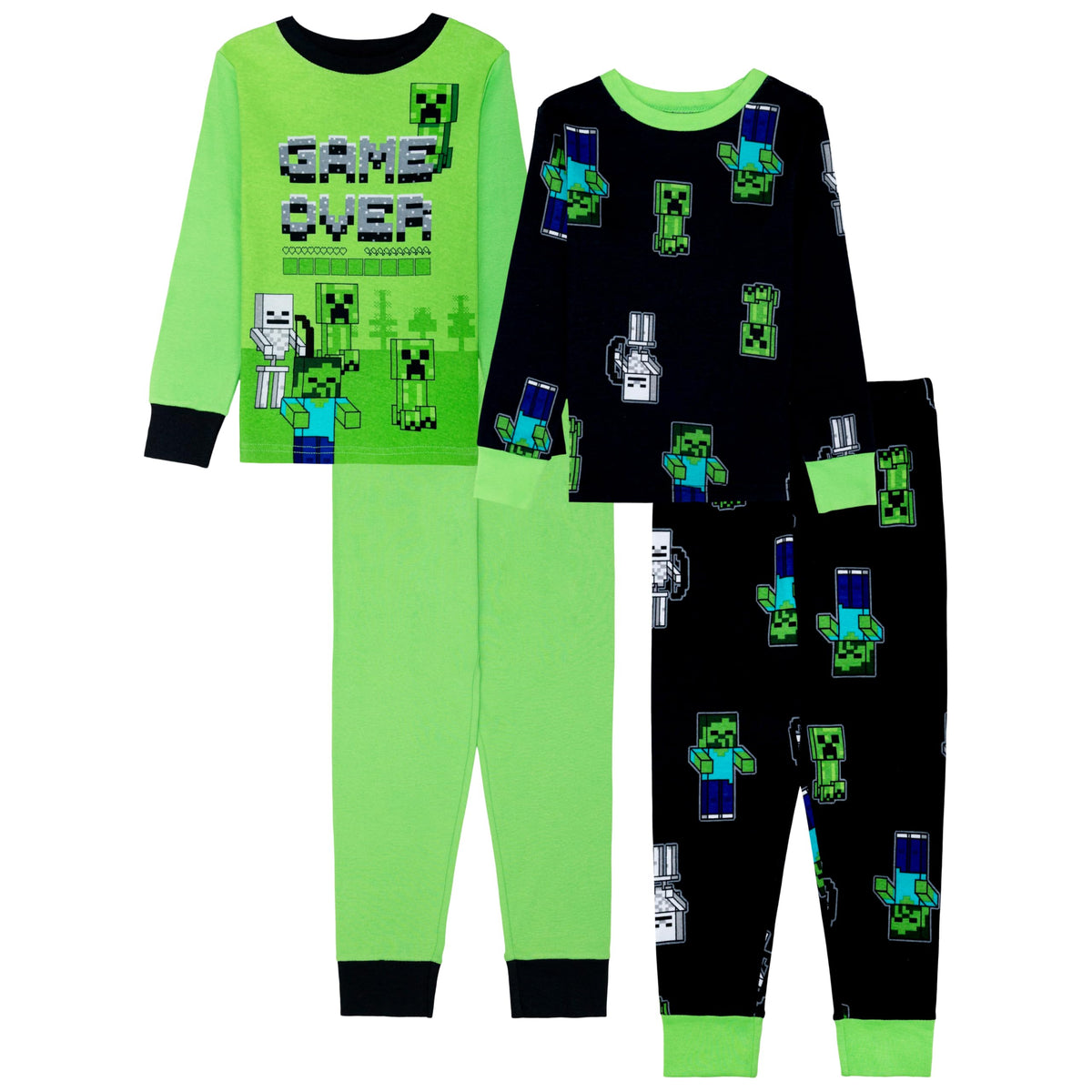 Minecraft boys 4-piece Snug-fit Cotton Pajama Set, Soft & Cute for Kids