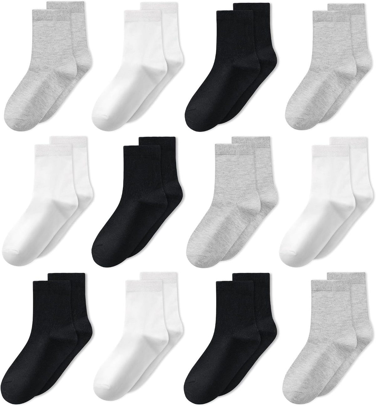 GENTABY Kids Socks 12 Pairs Boys Girls Athletic Crew Socks for Ages 1-13