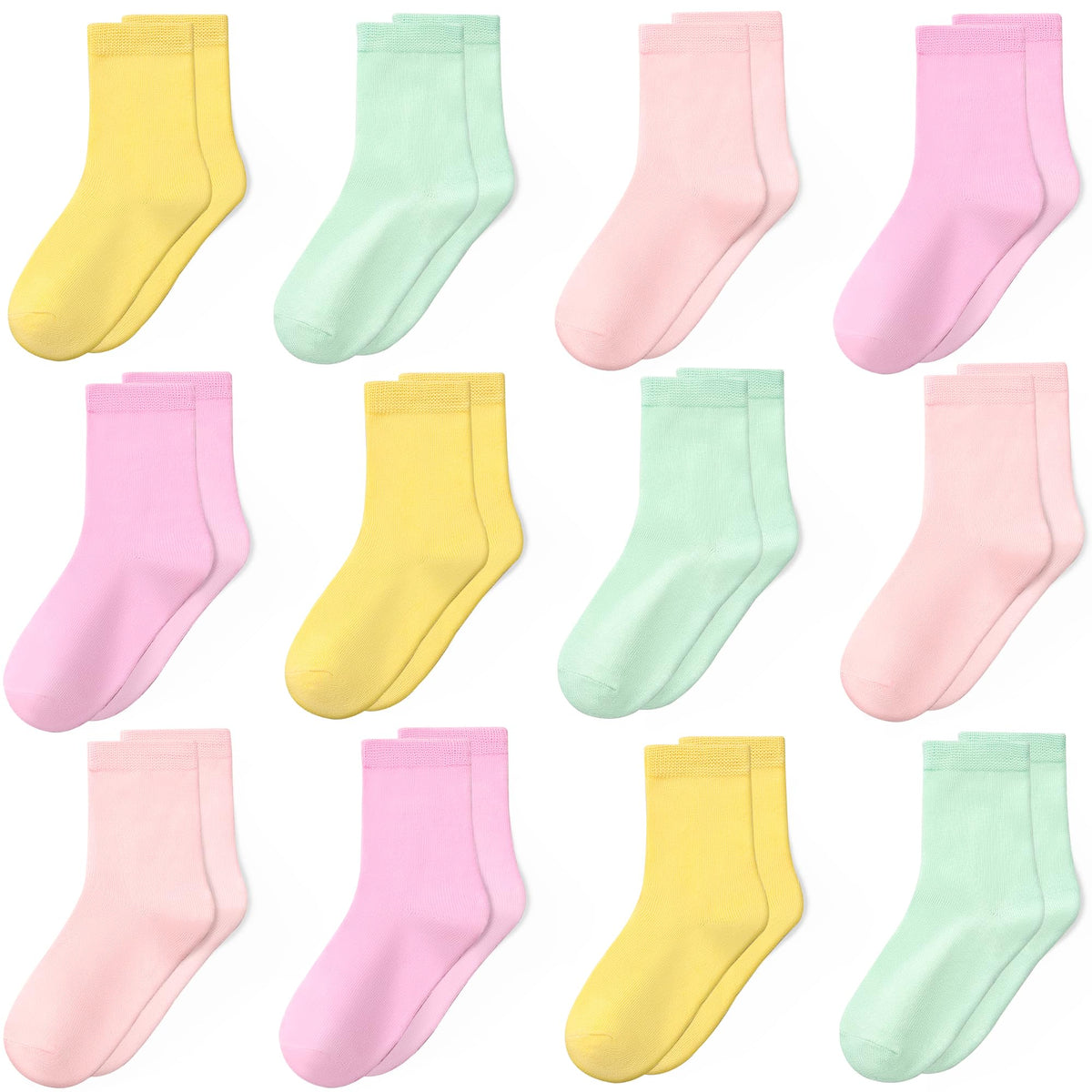 GENTABY Kids Socks 12 Pairs Boys Girls Athletic Crew Socks for Ages 1-13