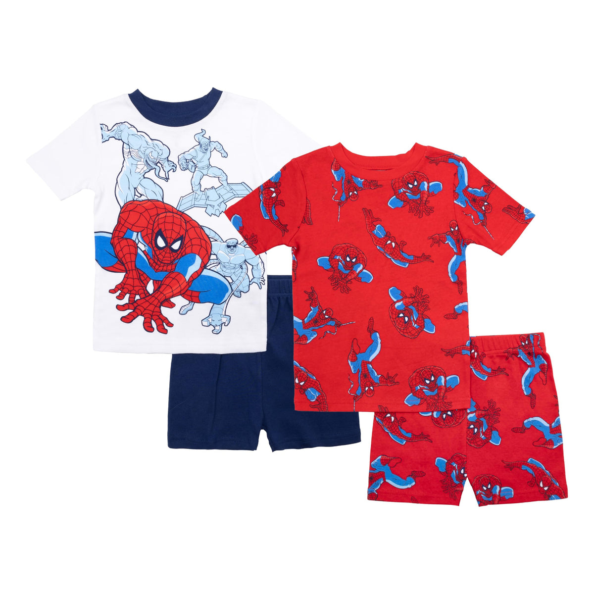 Marvel Boys' 4-piece Snug-fit Cotton Superhero Pajama Set, Matching Pajamas