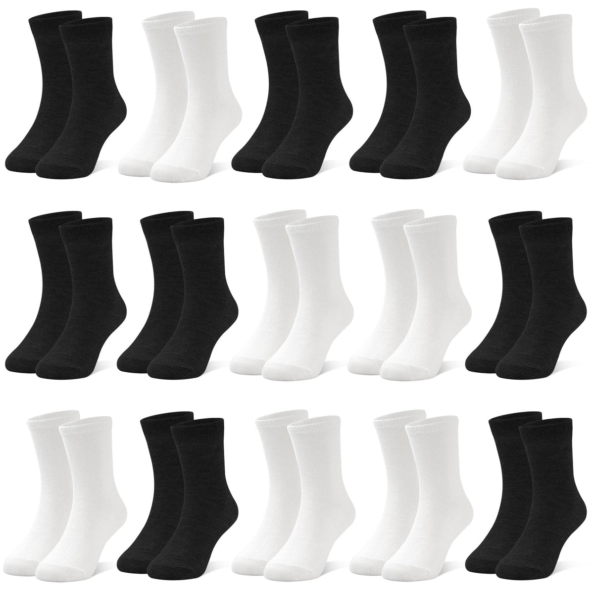 ZERULETS 15 Pairs Kids Socks Toddler Crew School Athletic Socks 1-14 Years